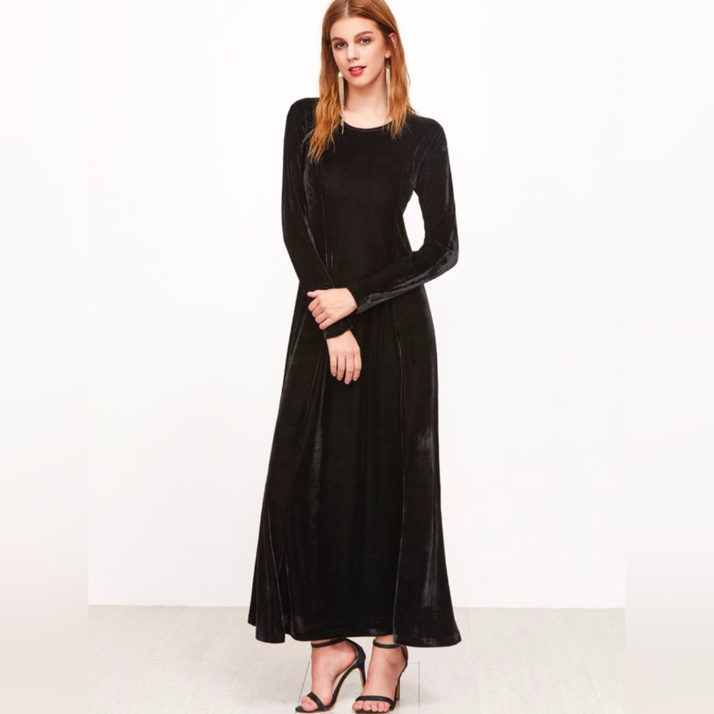 Modern Citizen Quinn Side Slit Black Velvet Dress